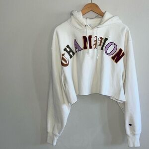 Champion Multicolor Logo Cropped Hoodie
